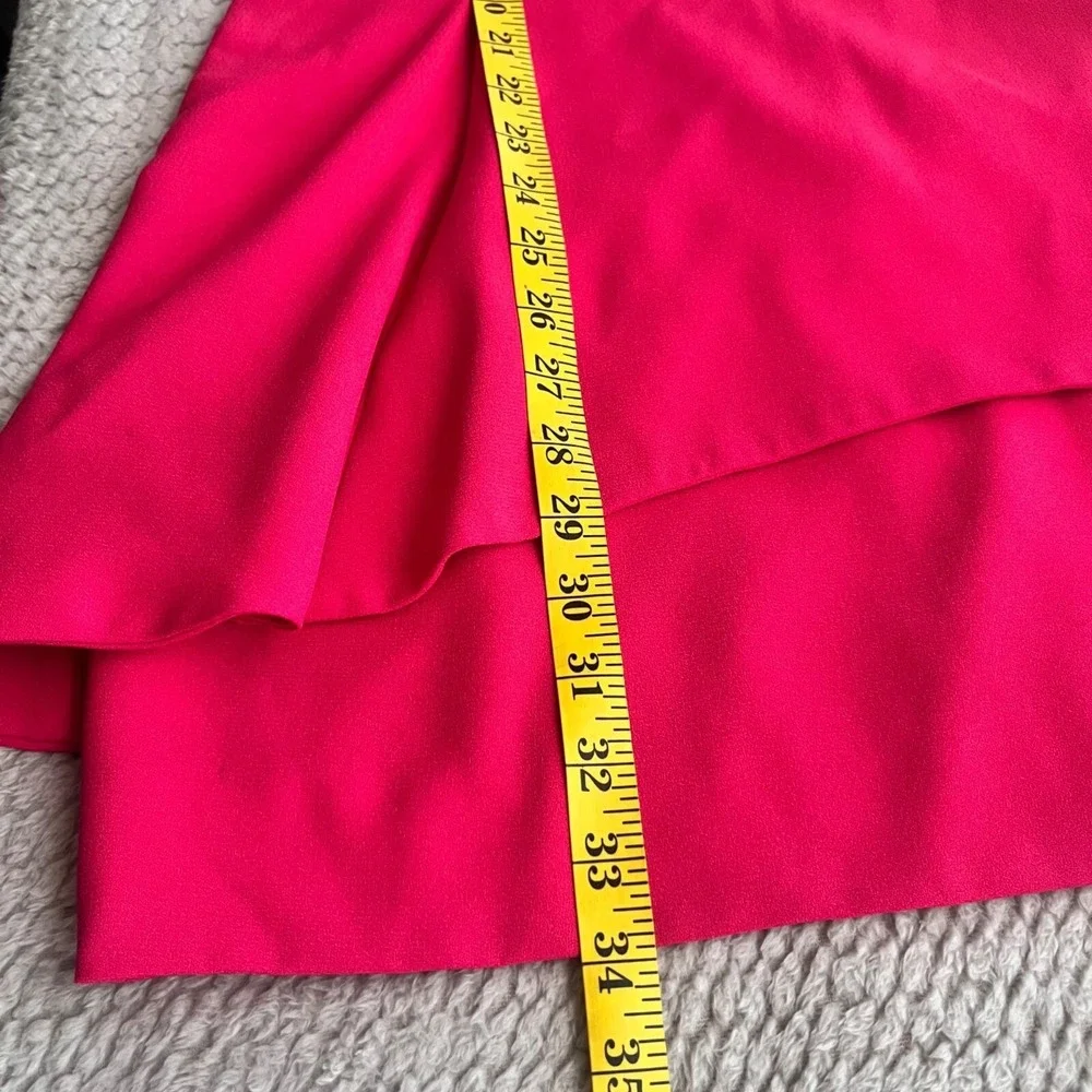 I. Magnin Peplum Mini Dress Women Pink V-Neck Cap‎ Sleeve Size 8